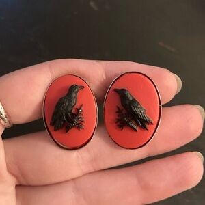 Black Raven Cameo Oversized Cufflinks